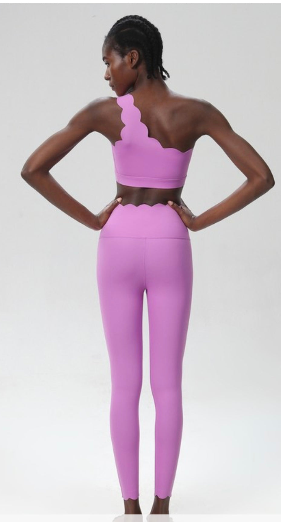 PREORDER Scalloped One Shoulder Sports Bra and Legging set