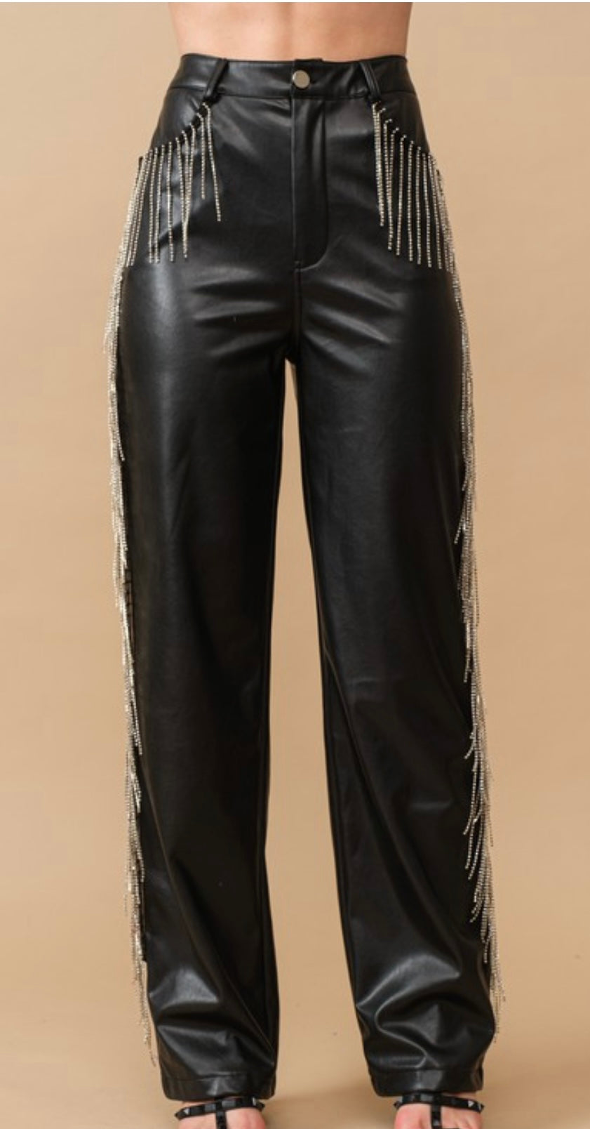 Rhinestone Leather Pants