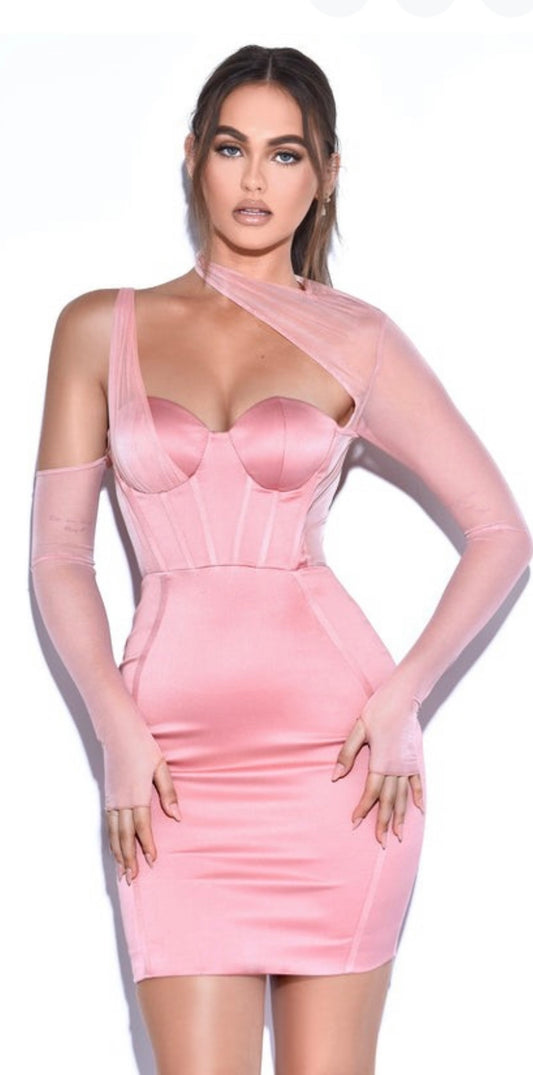 Everlee Blush Satin Corset Dress