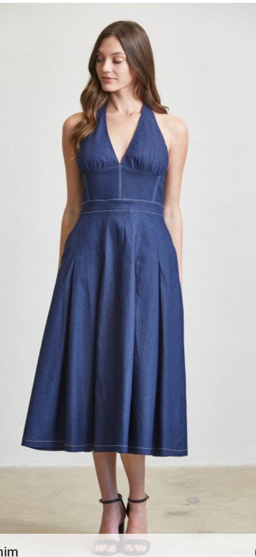 Halter Denim Midi Dress