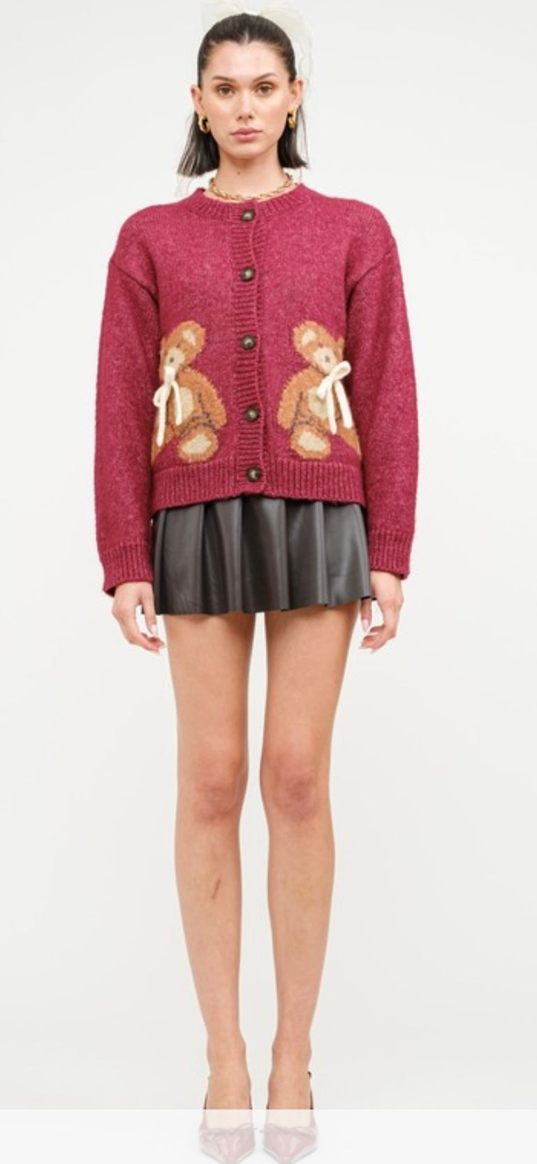 Teddy Bear Bow Cardigan ( preorder )