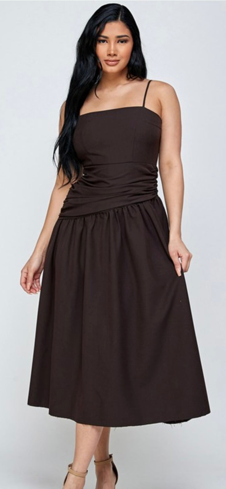 Sleveless solid midi Dress