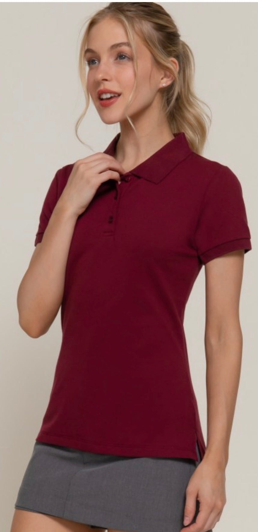 Burgundy Polo Shirt Top