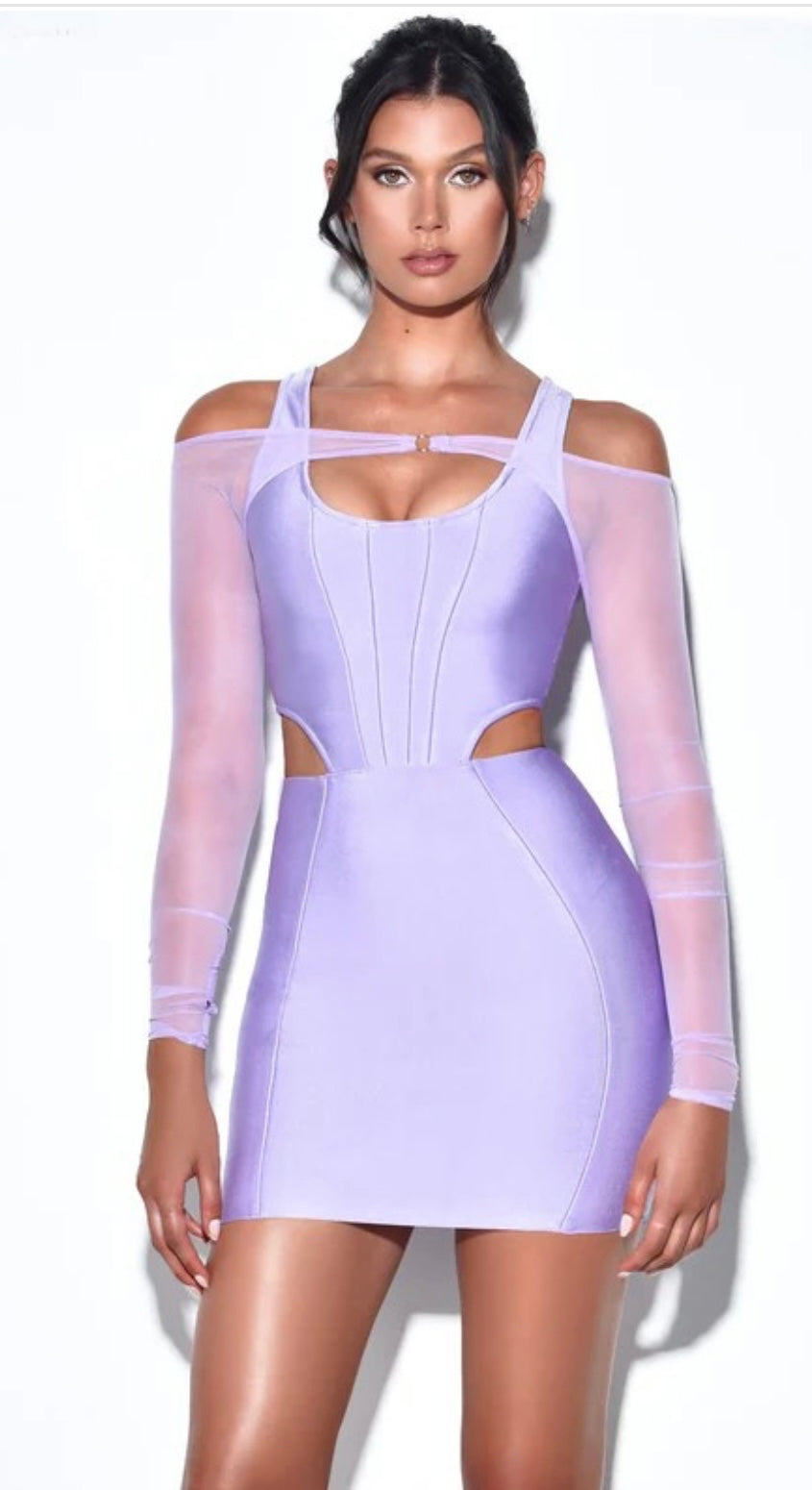 Ohana Lavender Mesh Bandage Dress