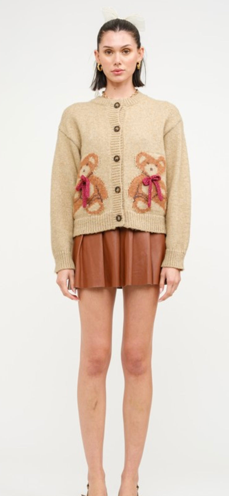 Teddy Bear Bow Cardigan ( preorder )