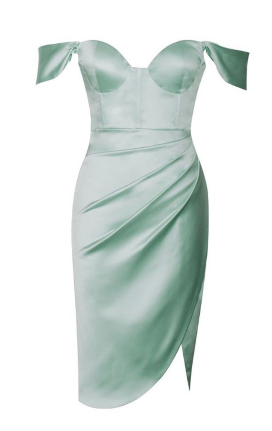 Heidy Mint Satin Corset Dress