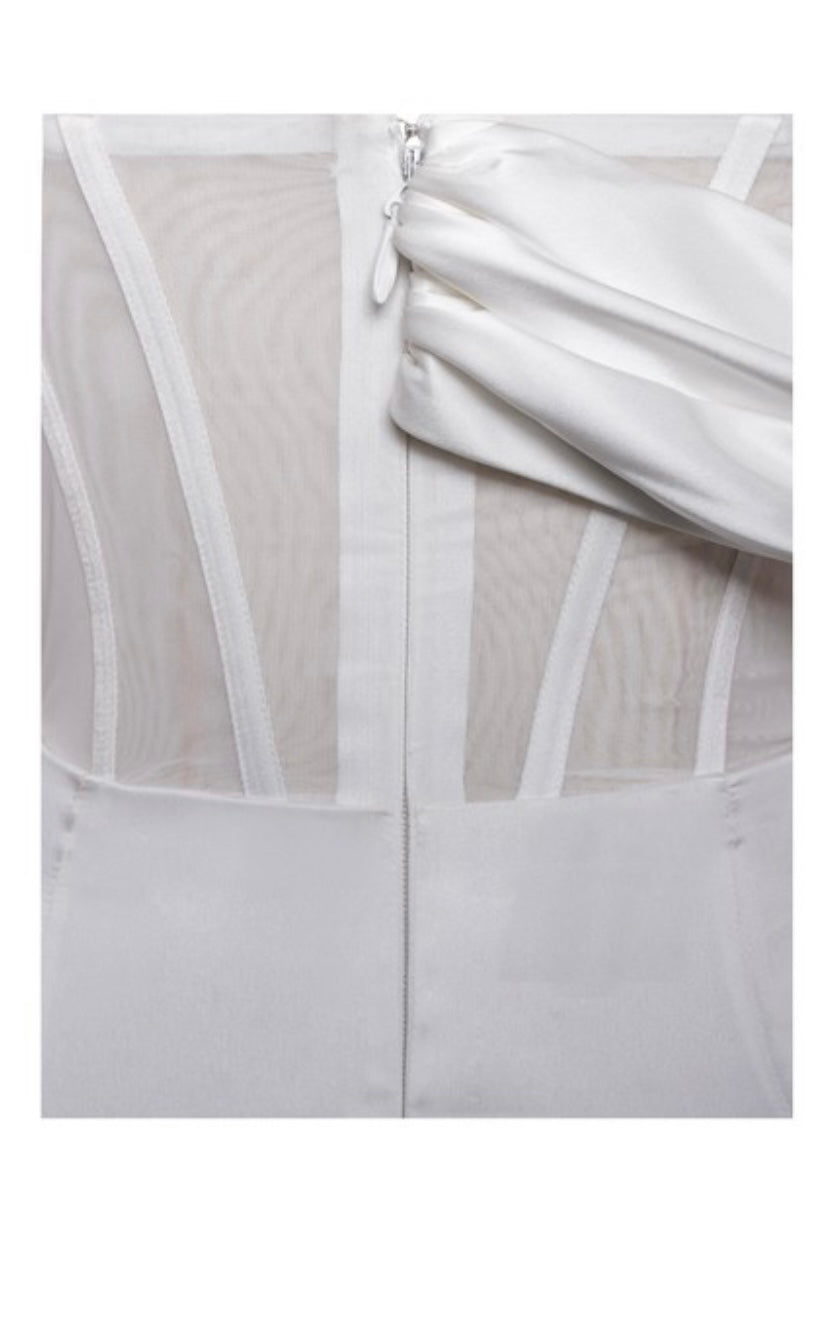 White mesh Satin Corset dress