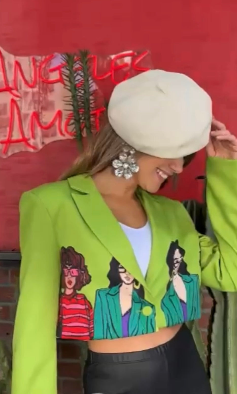 Green Crop Fashion Blazer