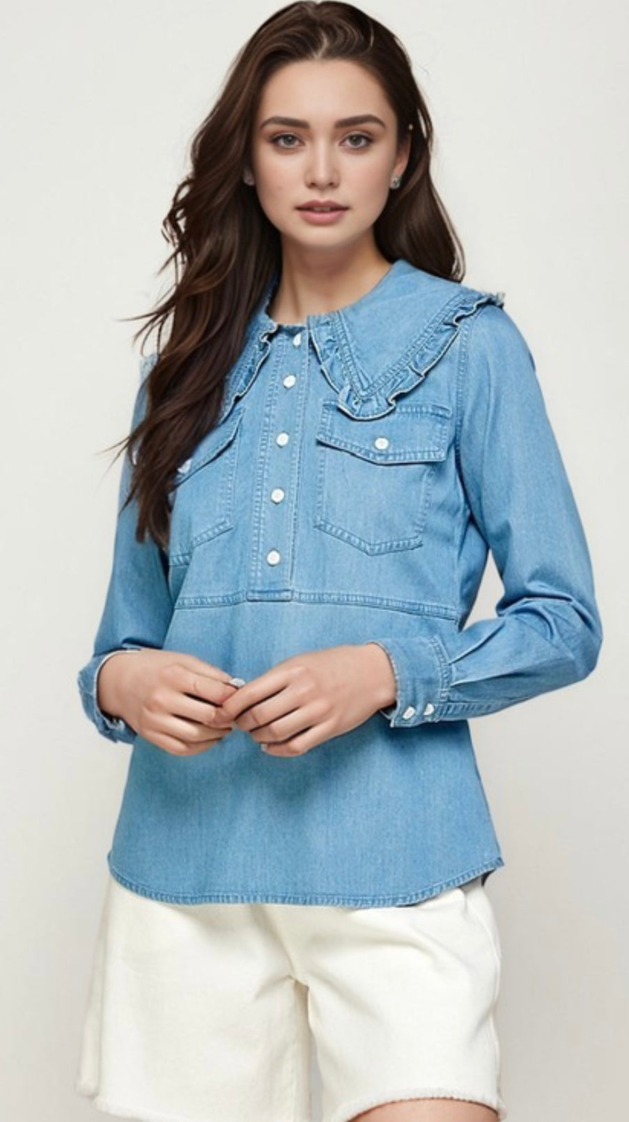 Denim collared top