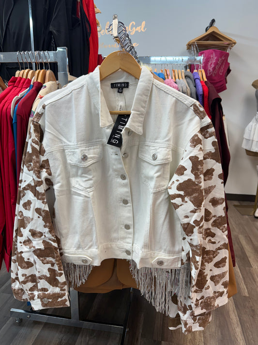 Print Jacket with fringe