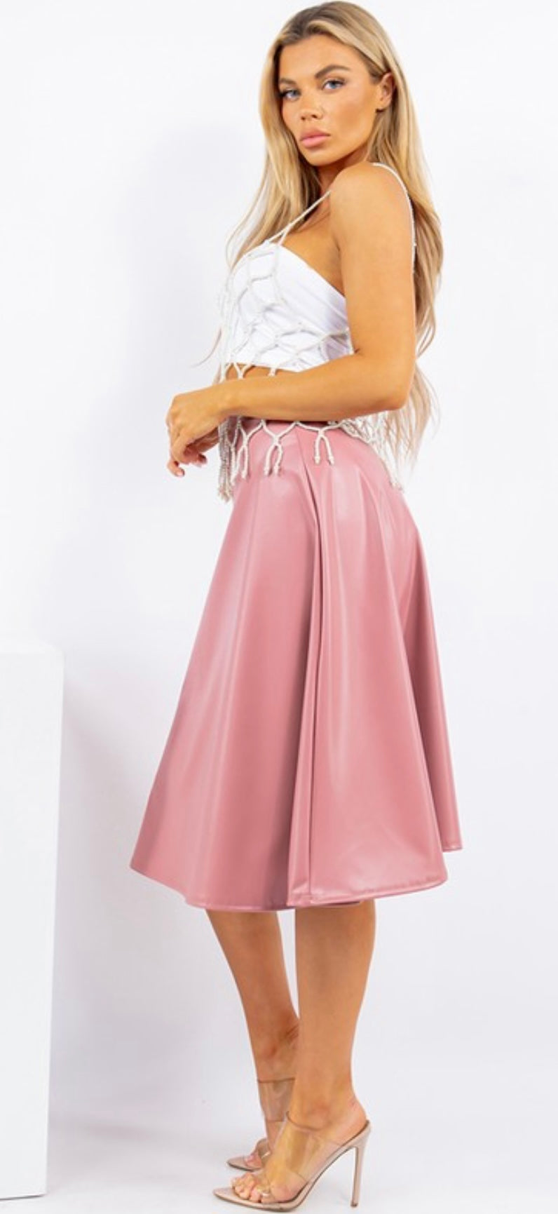 Midi leather Skirt