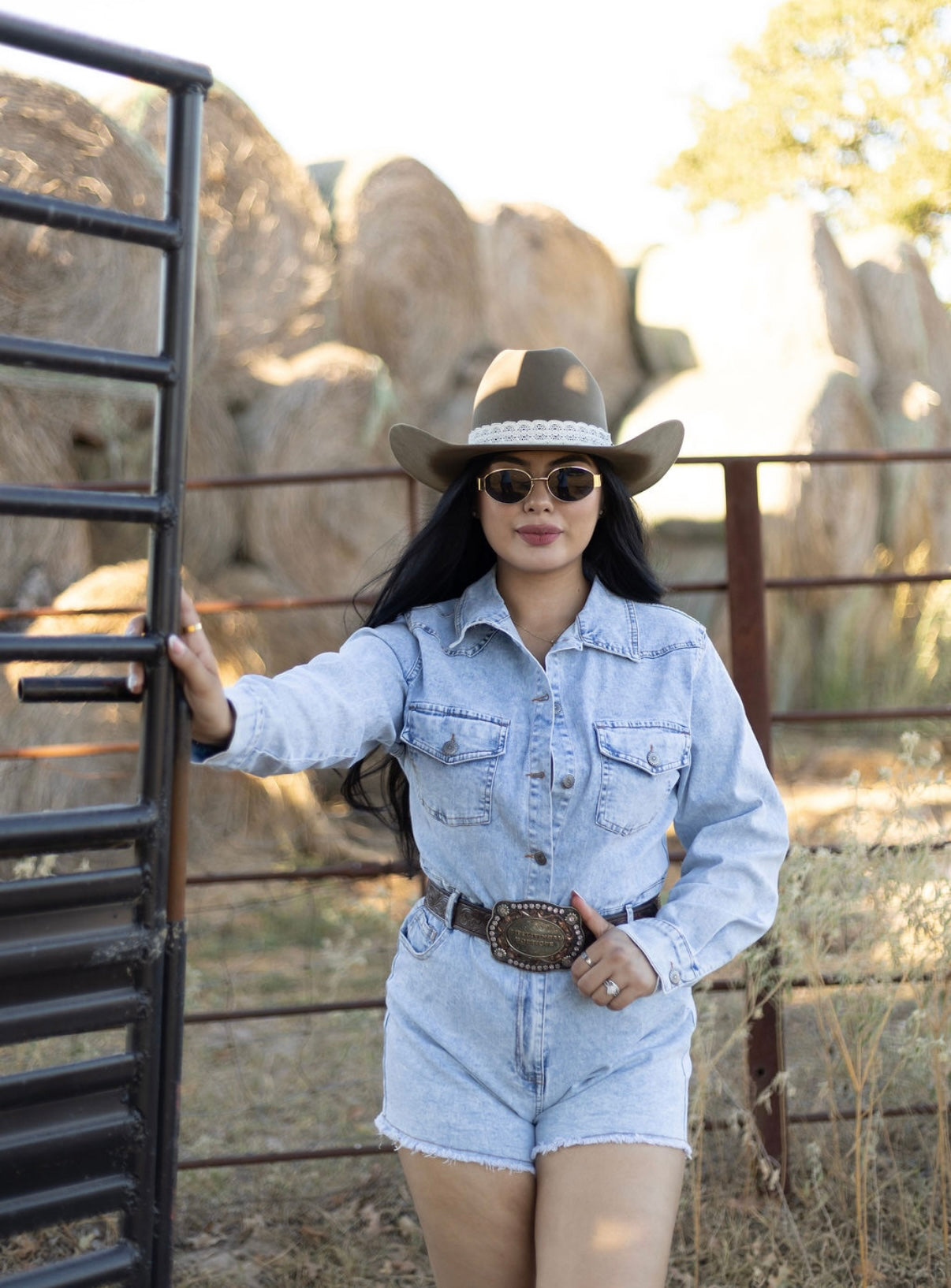 Long sleve denim Romper