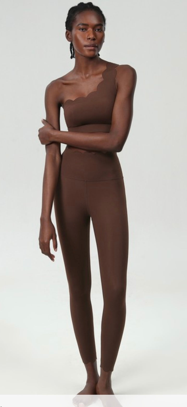 PREORDER Scalloped One Shoulder Sports Bra and Legging set
