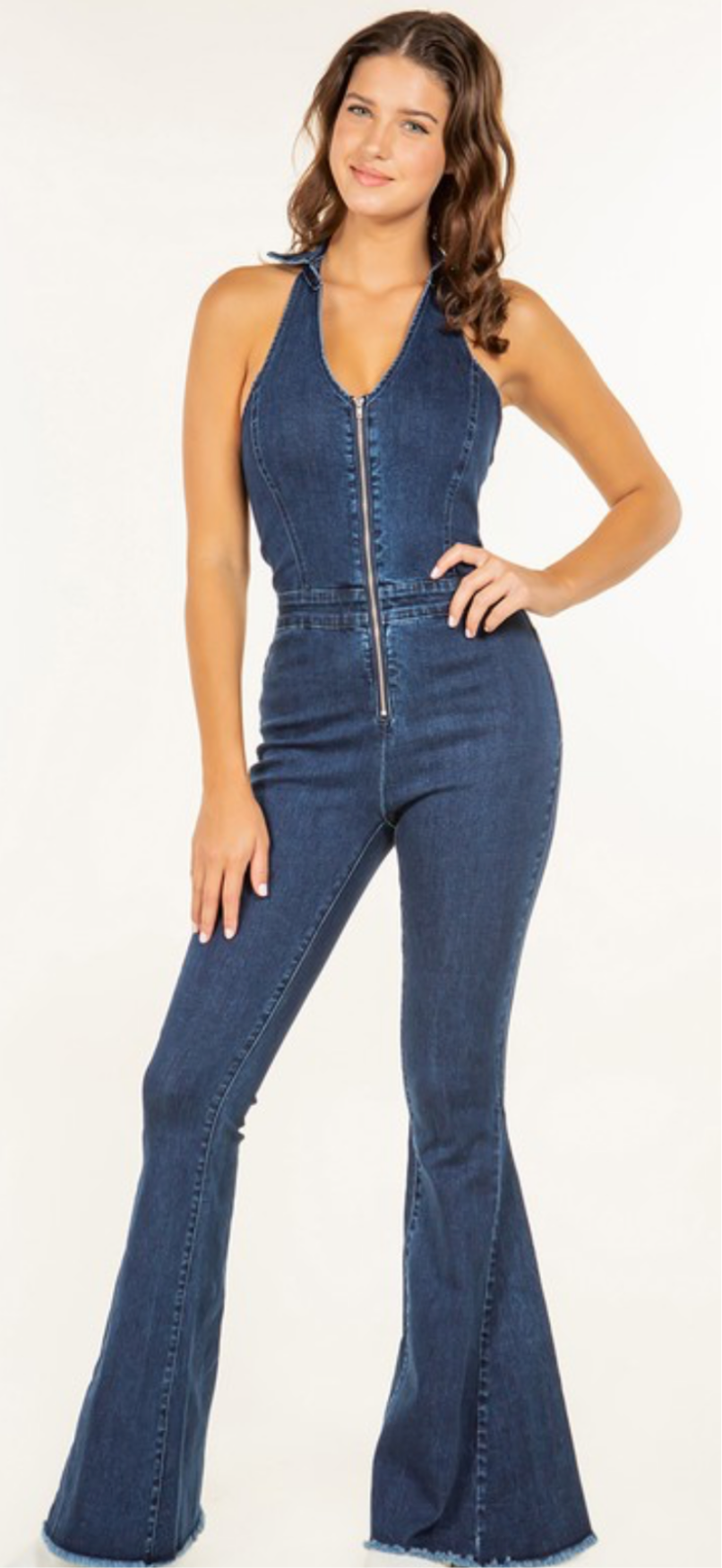 Bell Bottom Denim Jumpsuit