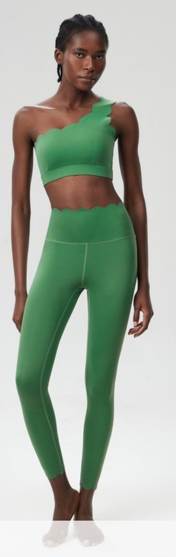 PREORDER Scalloped One Shoulder Sports Bra and Legging set