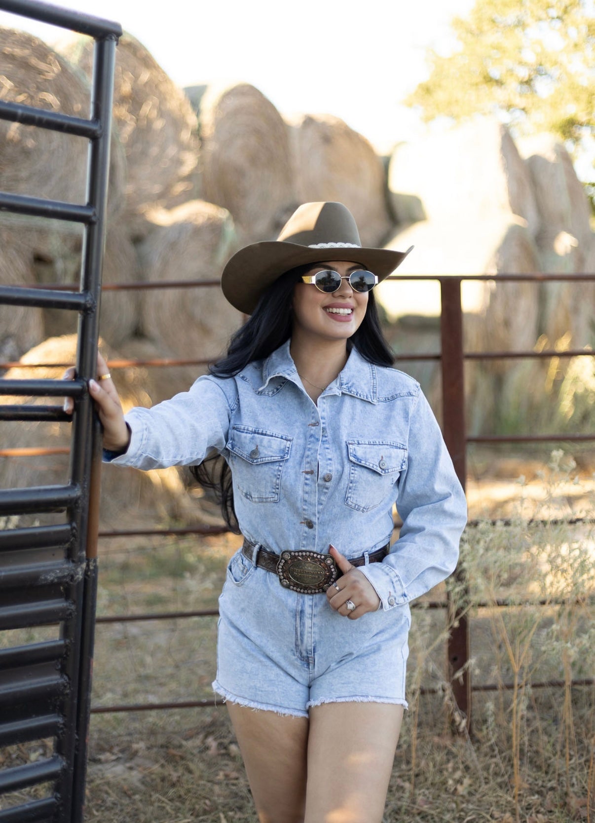 Long sleve denim Romper