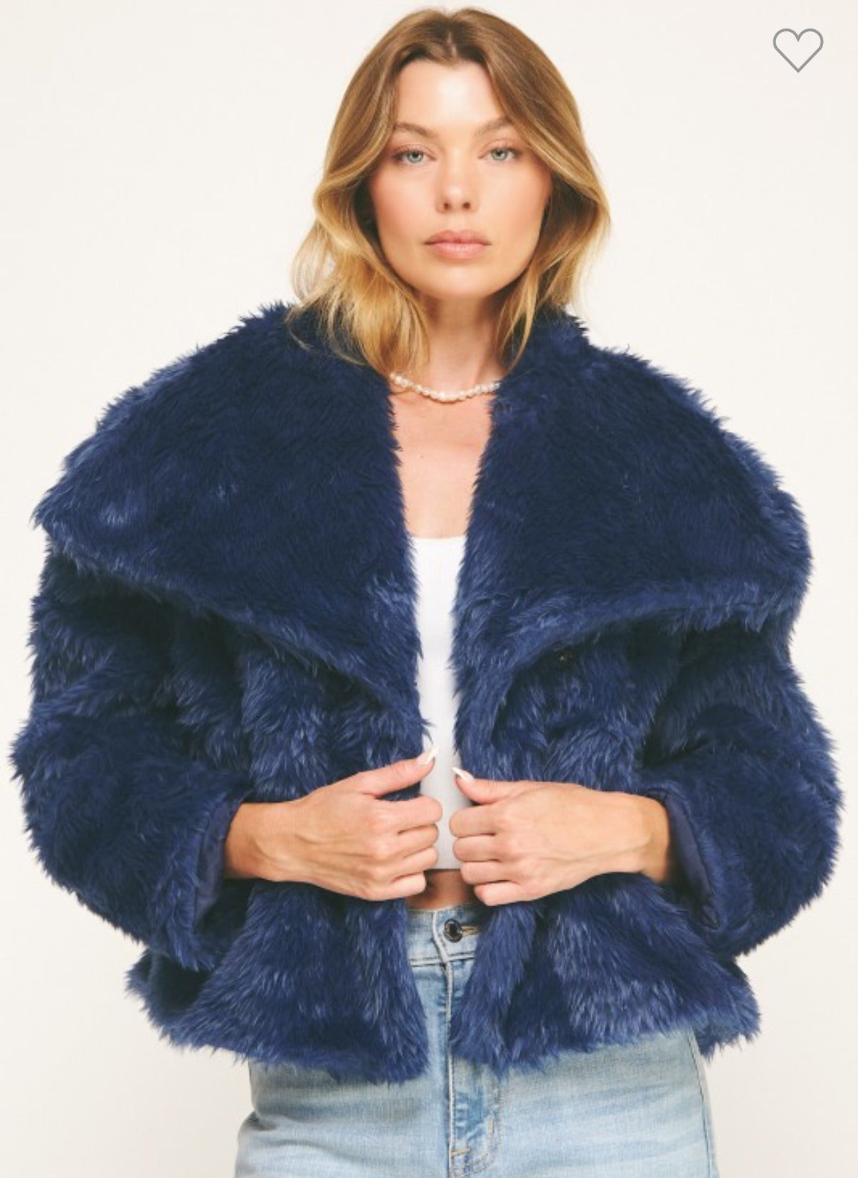 Navy Faux Fur Jacket