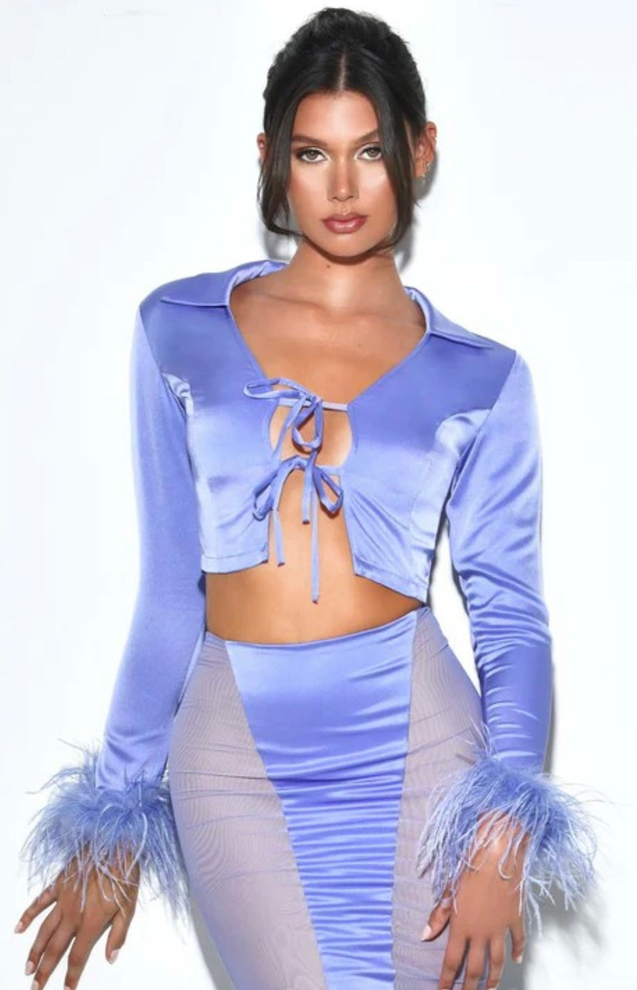 Purple Feather Satin Top