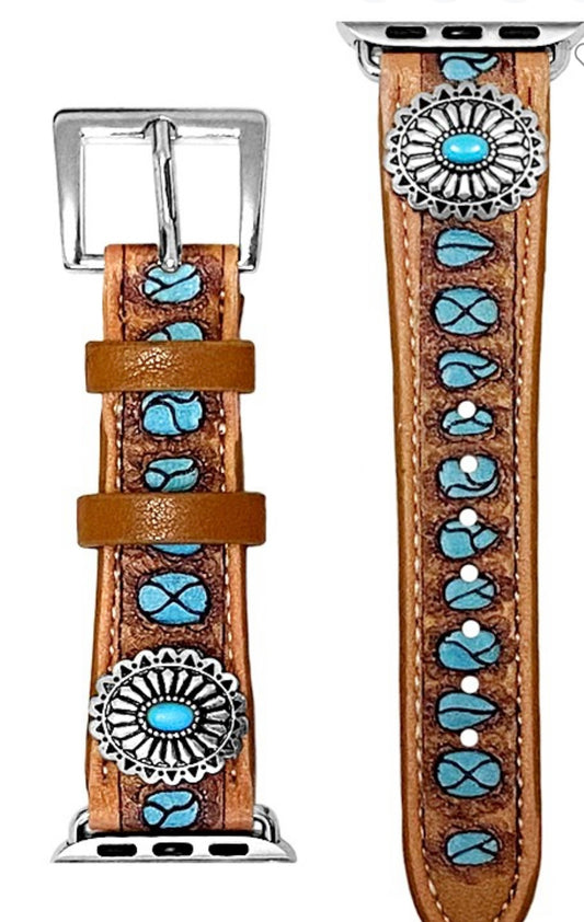 Western Turquoise Concho Apple Watch