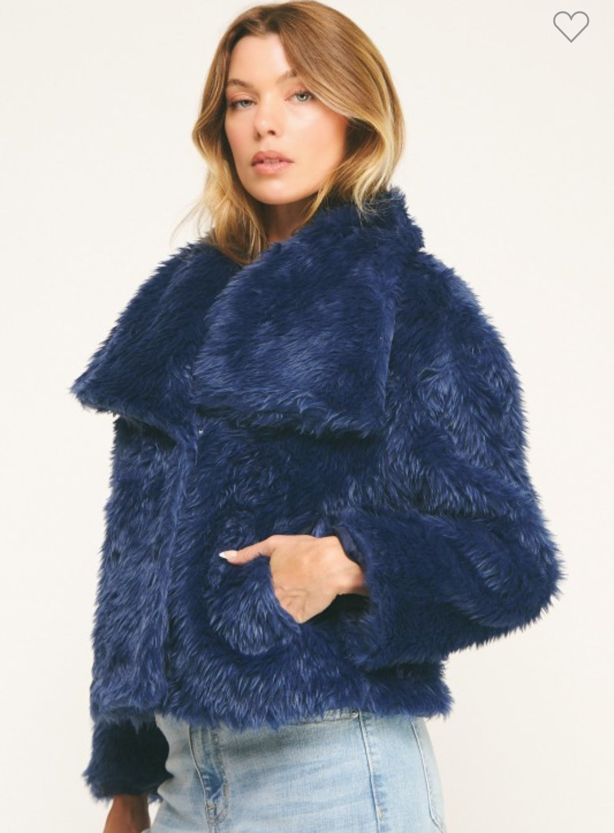 Navy Faux Fur Jacket