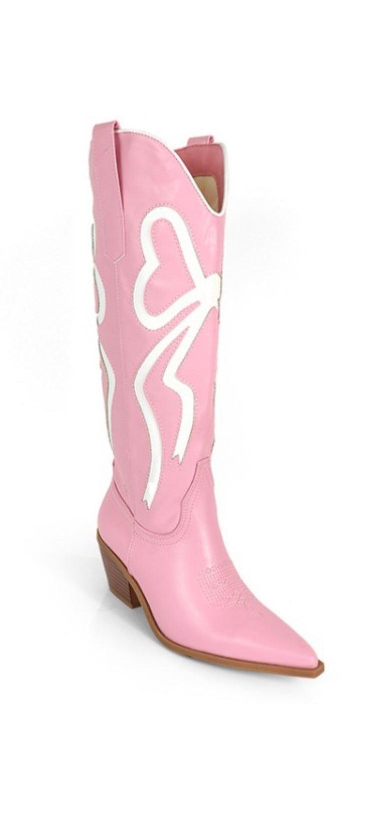 Bow Detailed Pink Cowgirl Boots