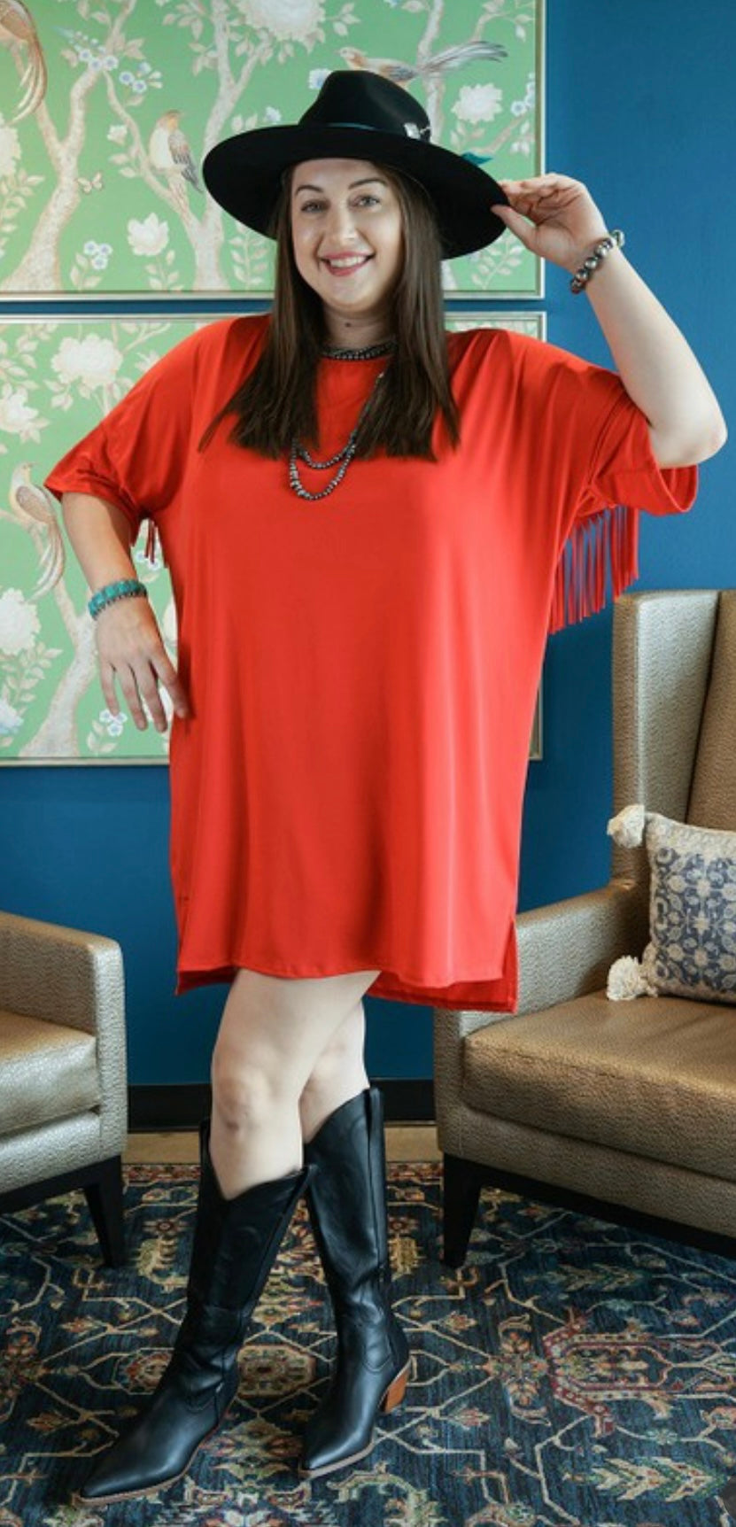 Plus size Fringe T Dress