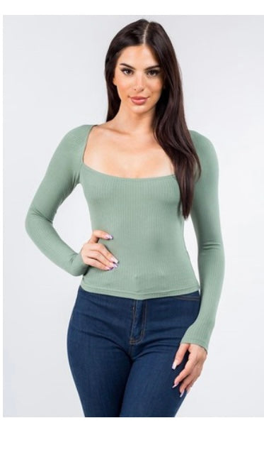 Square Neckline ribbed Top