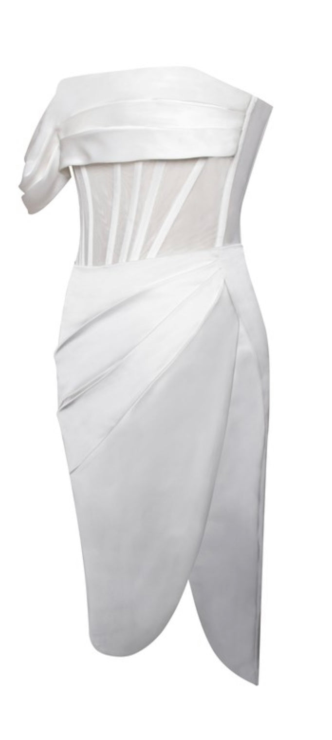 White mesh Satin Corset dress