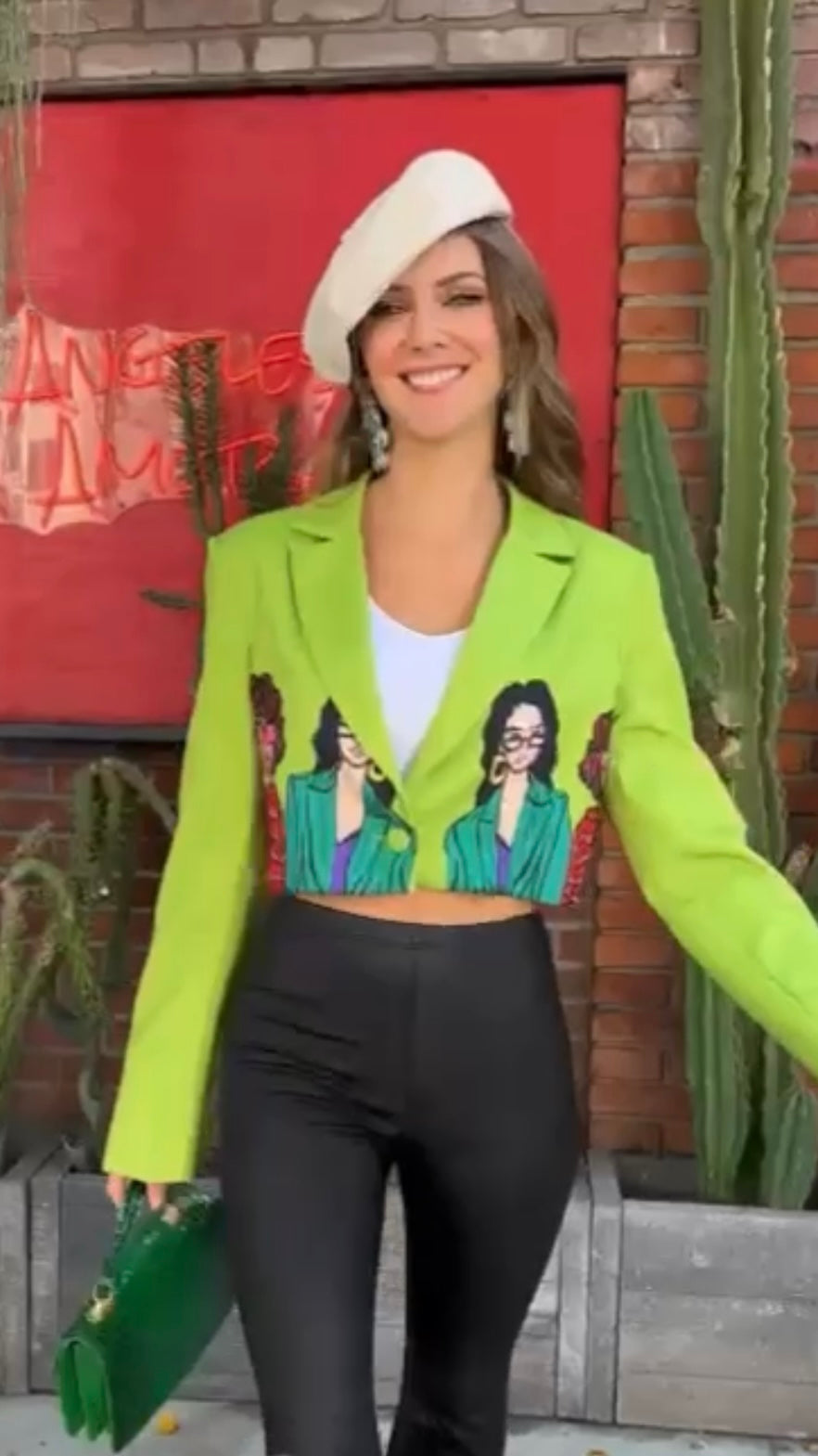 Green Crop Fashion Blazer