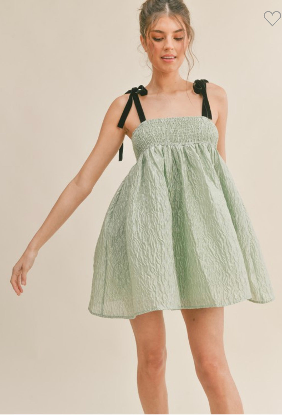 Mint Bow Strap BabyDoll Dress