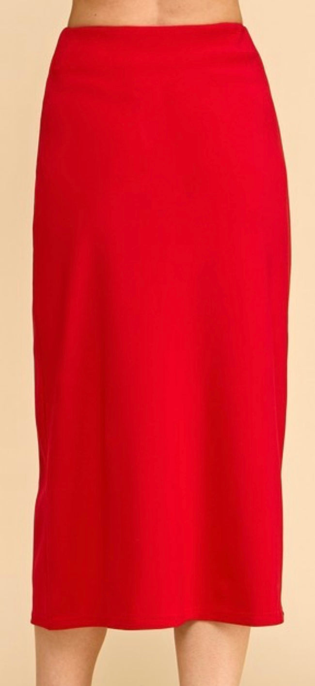 Red slit midi Skirt