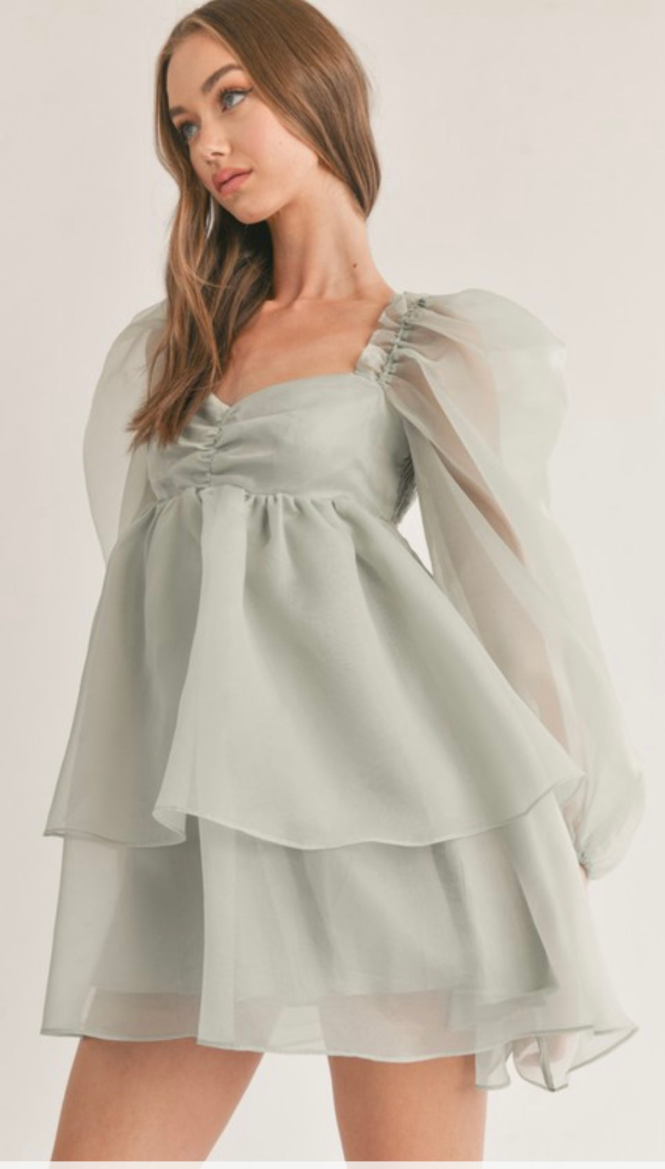 Sage ruffled BabyDoll Dress