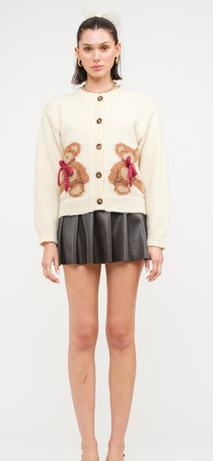 Teddy Bear Bow Cardigan ( preorder )