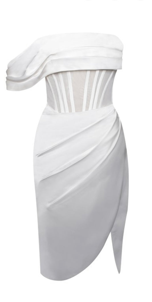 White mesh Satin Corset dress