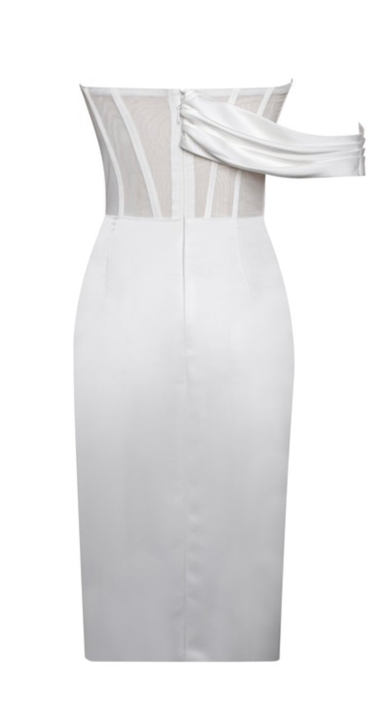 White mesh Satin Corset dress