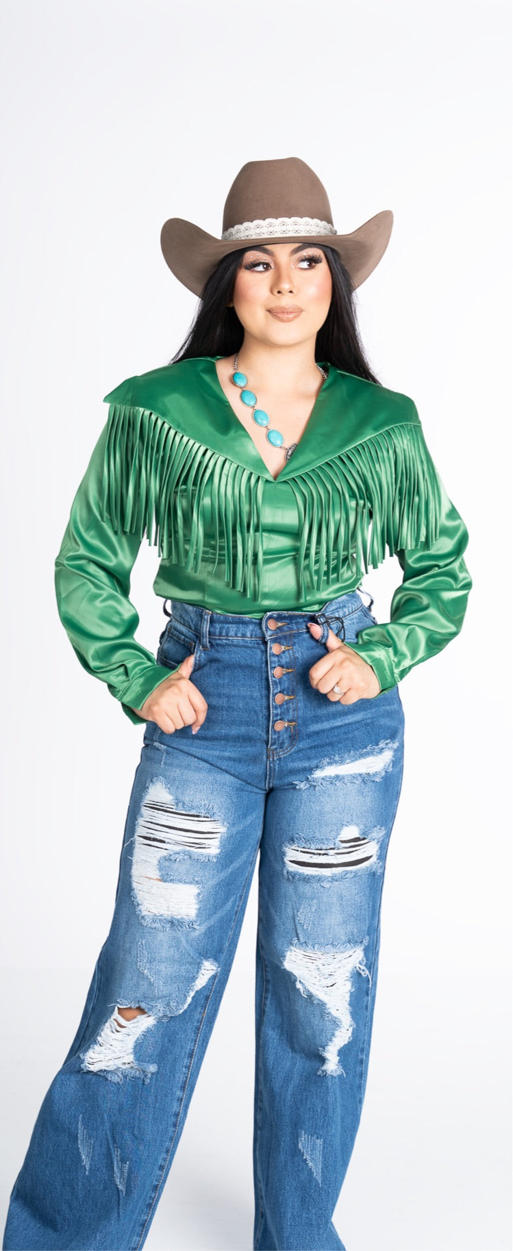 Josefina Fringe Satin Top