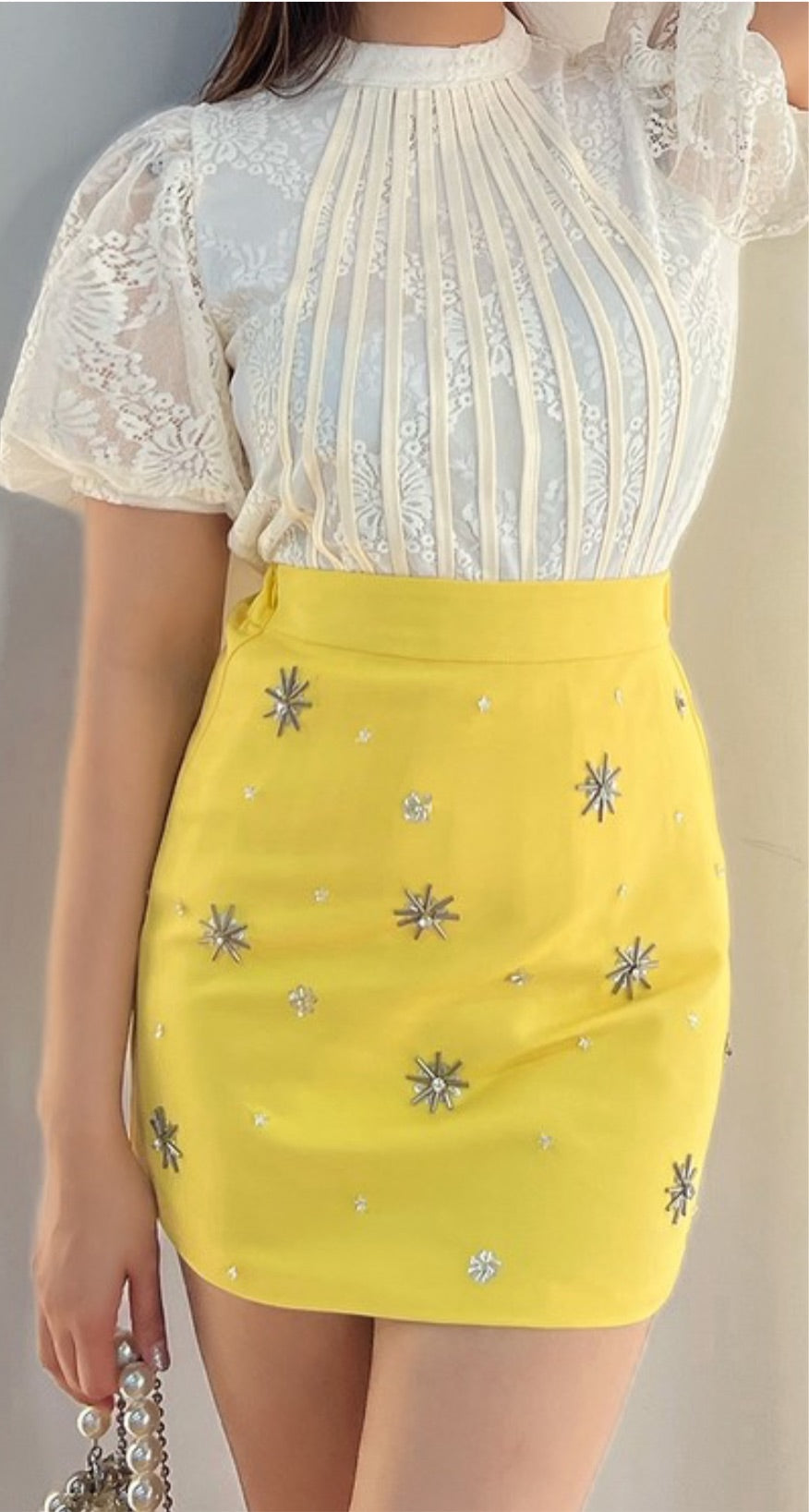 Embellished diamond pencil skirt