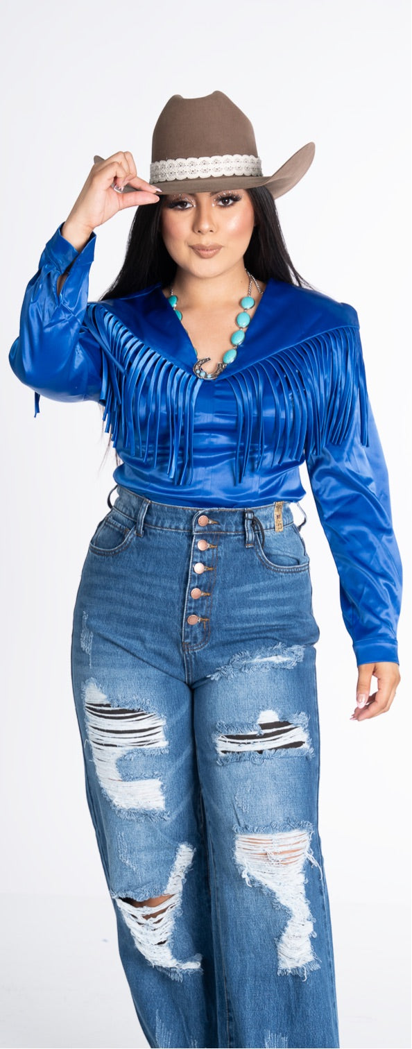 Josefina Fringe Satin Top