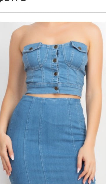 Denim crop Top