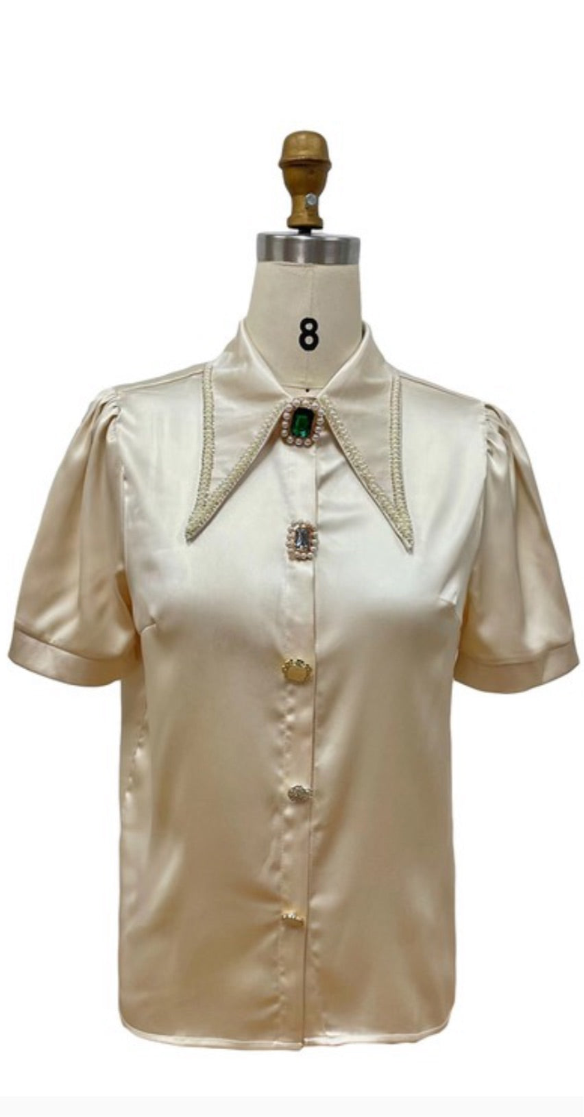 Botton down Blouse with Jewels (top)