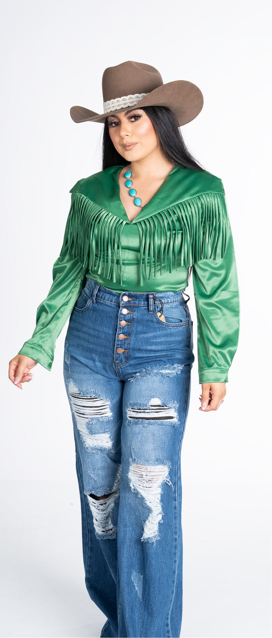 Josefina Fringe Satin Top