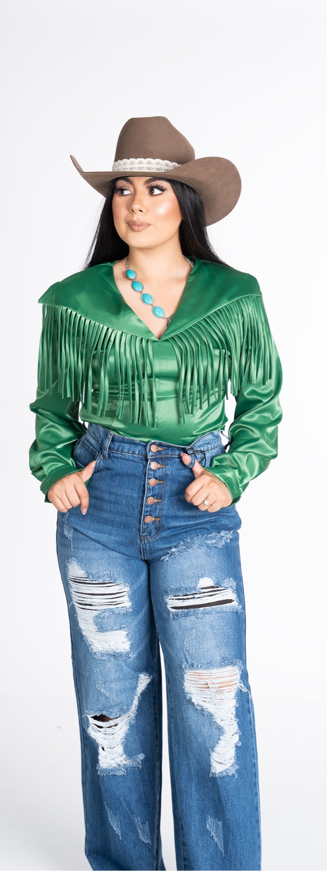 Josefina Fringe Satin Top