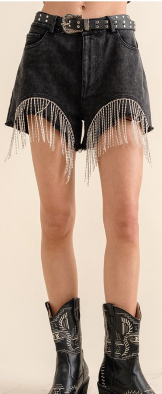 Rhinestone Shorts with belt