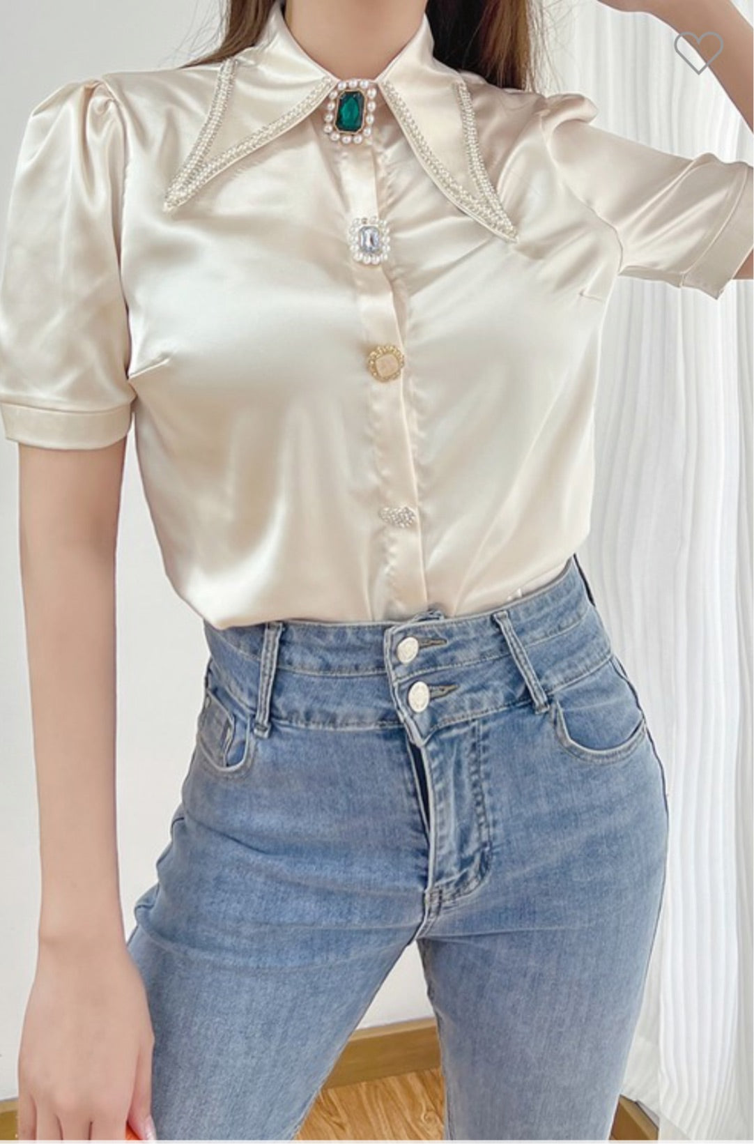 Botton down Blouse with Jewels (top)