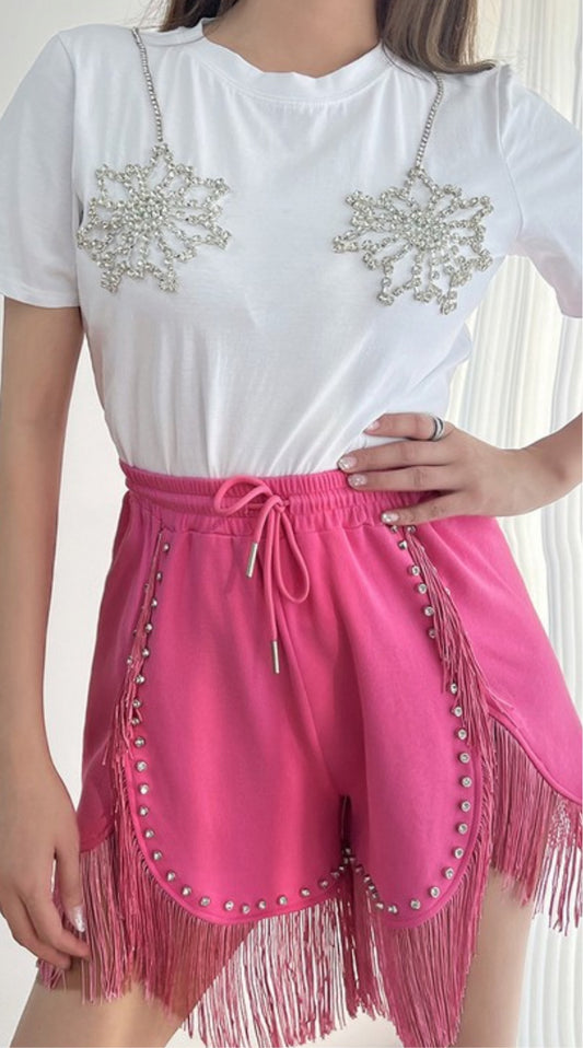 Fringe shorts with Rhinestone